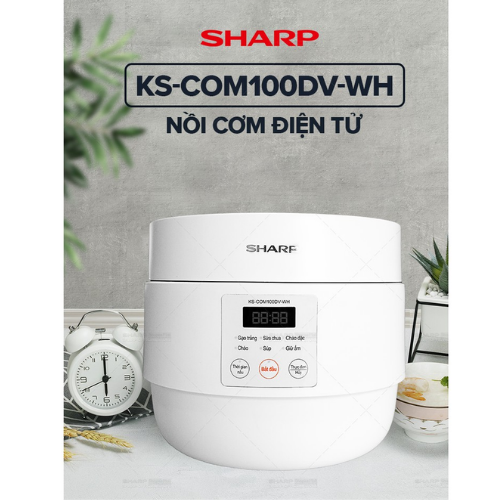 Nồi cơm điện tử Sharp KS-COM100DV-WH(1L)-Hàng Chính Hãng