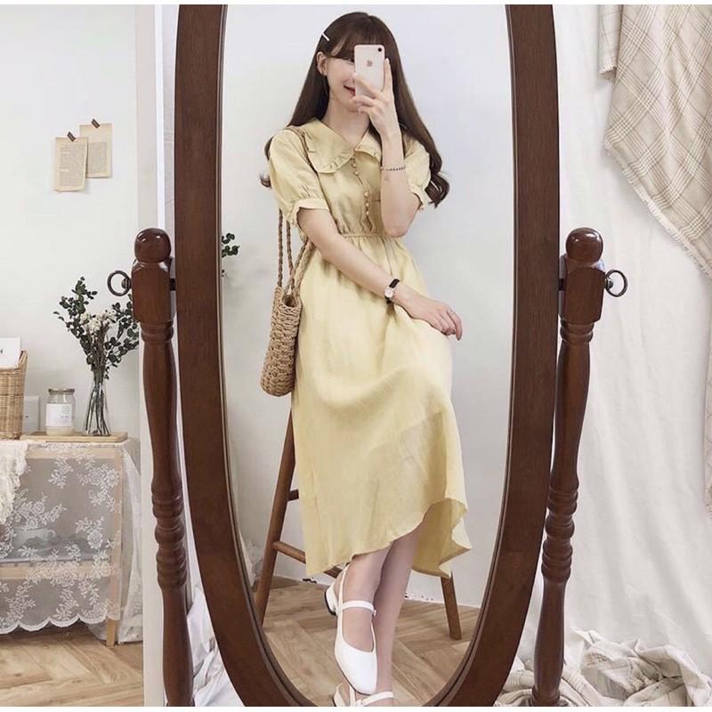 VÁY MIDI VÀNG CỔ SEN