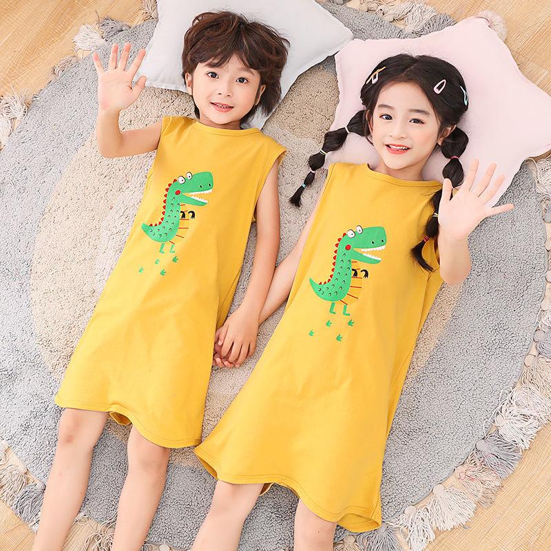 Trẻ Em Bộ Đồ Ngủ Onesie Cotton Thun Tay Ngắn Bé Trai Bé Gái Túi Ngủ Trẻ Em Khủng Long Homewear Đồ Ngủ Quần Áo Liền Quần