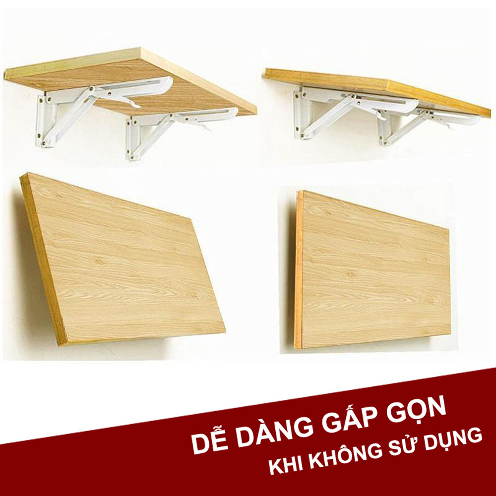 Bộ giá đỡ Ke bàn gấp treo tường thông minh thép sơn tĩnh điện cao cấp, Tiết kiệm không gian, Chịu tải lên đến 60kg, Tặng kèm tất cả phụ kiện vít nở, Hàng chính hãng