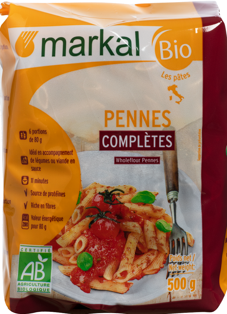 Mì ống penne hữu cơ Markal 500g