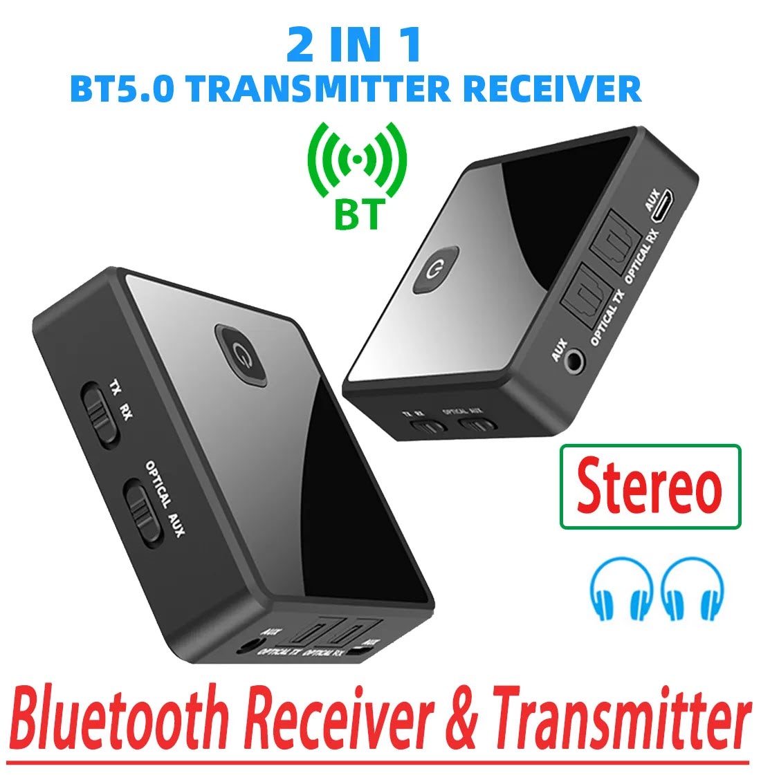 ROGTZ - Bộ Thu Phát Âm Thanh Bluetooth FZ-380 Chế Độ Linh Hoạt Kết Nối Đa Dạng Optical 3.5mm Kết Nối Đa Thiết Bị Bluetooth 5.0 Giao Thức AVRCP, A2DP Khoảng Cách 10m Pin Lithium 300mah Nhỏ Gọn Hàng Chính Hãng