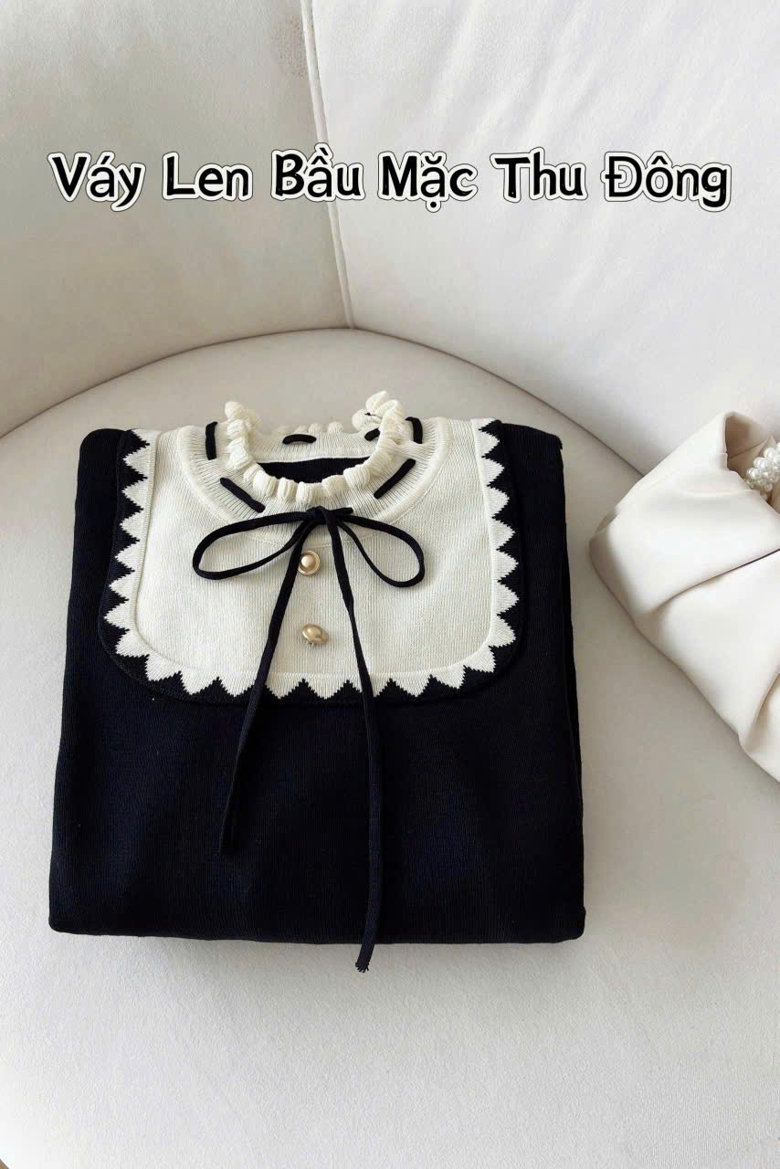 Váy Len Bầu, Đầm Bầu Len Dài Tay Cao Cấp