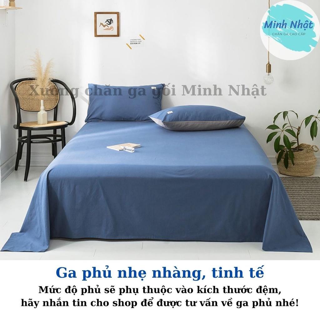 Bộ ga giường và vỏ gối Cotton Tici Minh Nhật cao cấp - drap giường bo chun đủ kích thước 1m2, 1m4, 1m6, 1m8, 2m2