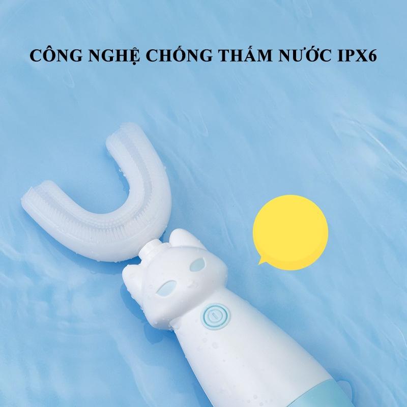 Bàn Chải Đánh Tự Động Silicon Chữ U - Bàn Chải Điện Tự Động Xoay 360 Độ Thông Minh Cho Bé Từ 2 -14 Tuổi -- Hàng Chất Lượng KST