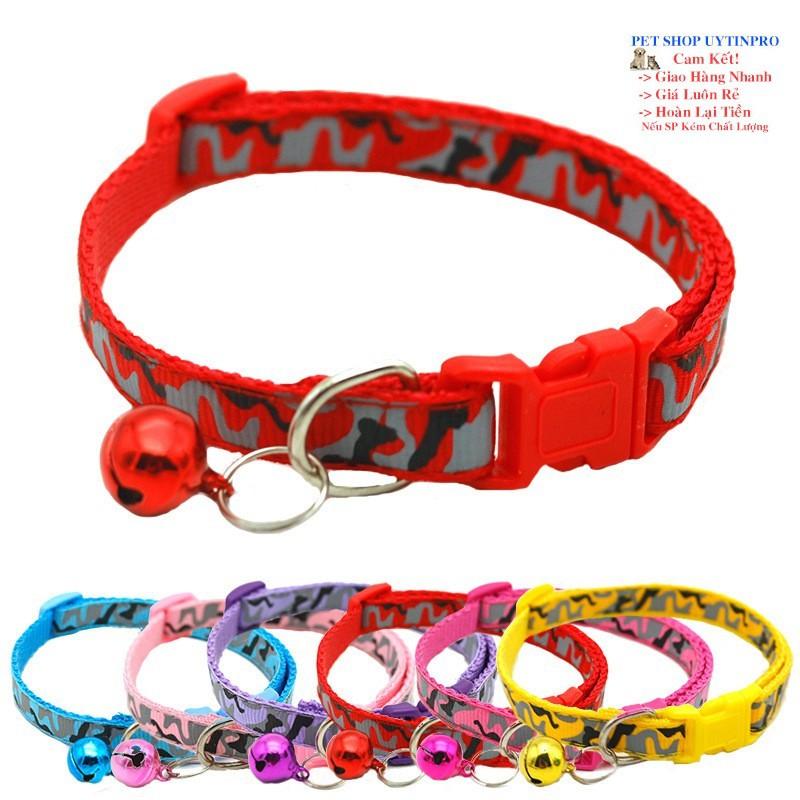 VÒNG CỔ LỤC LẠC CHO PET THÚ CƯNG CHÓ MÈO In hình rằn ri Chất liệu dù