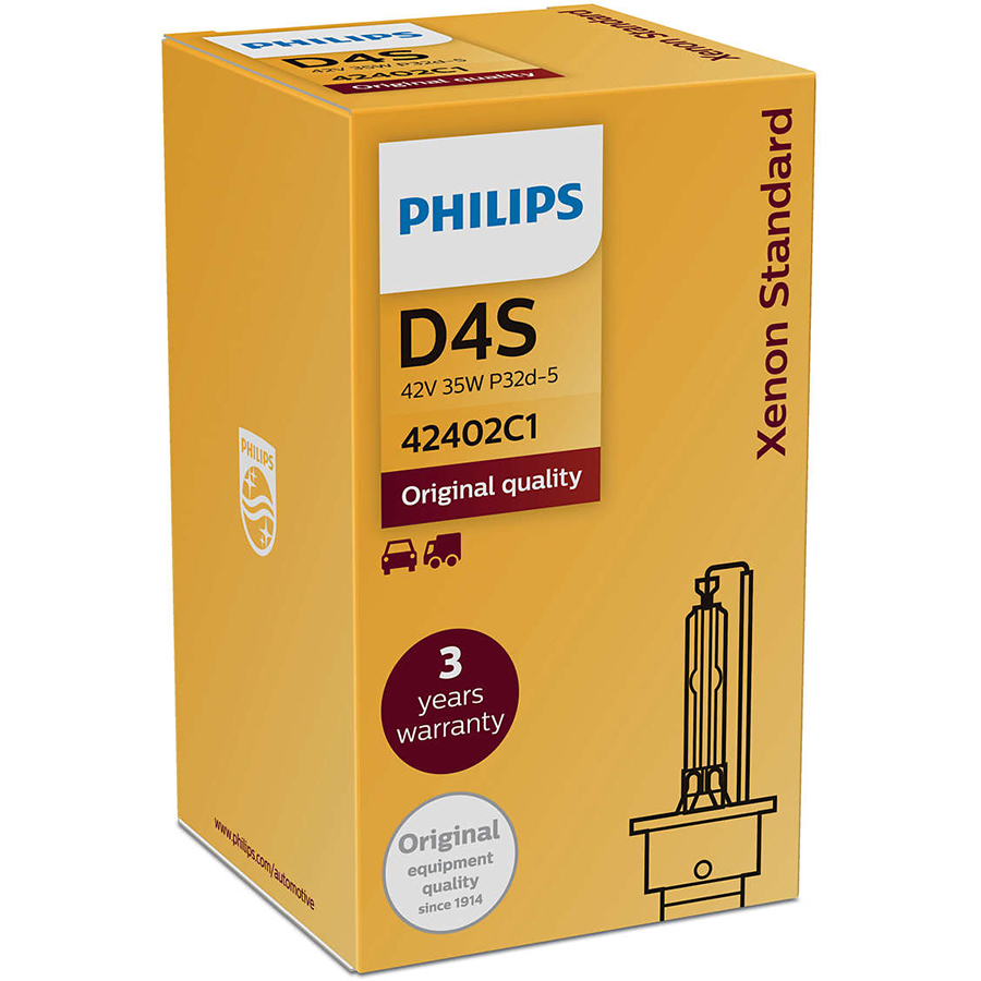 Bóng đèn Ô tô/Xe hơi Xenon Philips Standard D4S 42402 C1 42V 35W 4200K - Hàng Chính Hãng