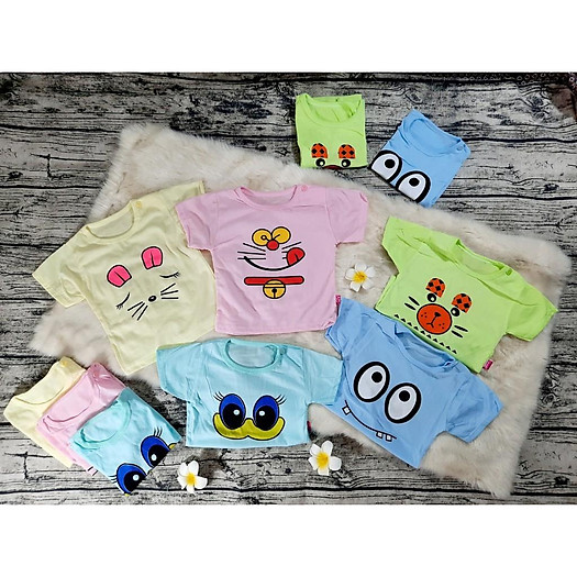 (siêu rẻ) Set 5 áo cộc tay cho bé từ 0-2 tuổi 100% cotton hàng VN cực mát