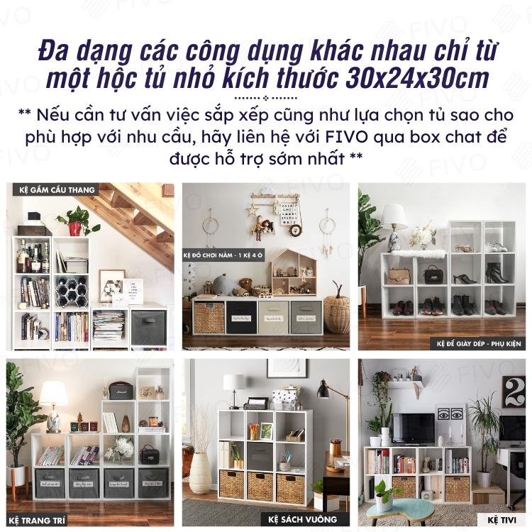 Kệ Gỗ Đa Năng Tổ Ong Chất Liệu MDF FIVO FB01 Màu Vân Gỗ, Có Tấm Lưng Dày Dặn, Đa Tầng Để Đồ Tiện Lợi - Hàng Chính Hãng