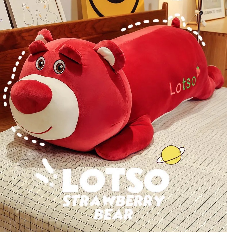 Thú nhồi bông Lotso đỏ siêu đáng yêu - Size từ 65cm đến 1m3 - Quà tặng gấu bông gấu dâu hoạt hình cute - Gối ôm mềm mại cho bé