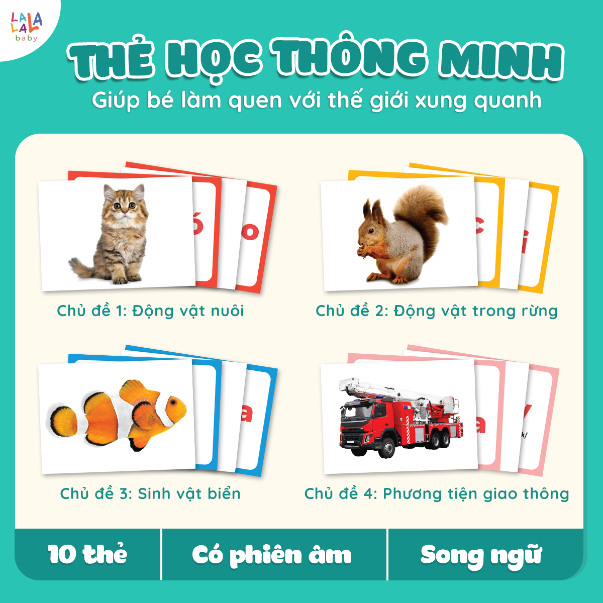 Bộ 100 Thẻ Học Thông Minh Giáo Giục Sớm Song Ngữ Anh Việt Cho Bé Từ 6 Tháng Tuổi