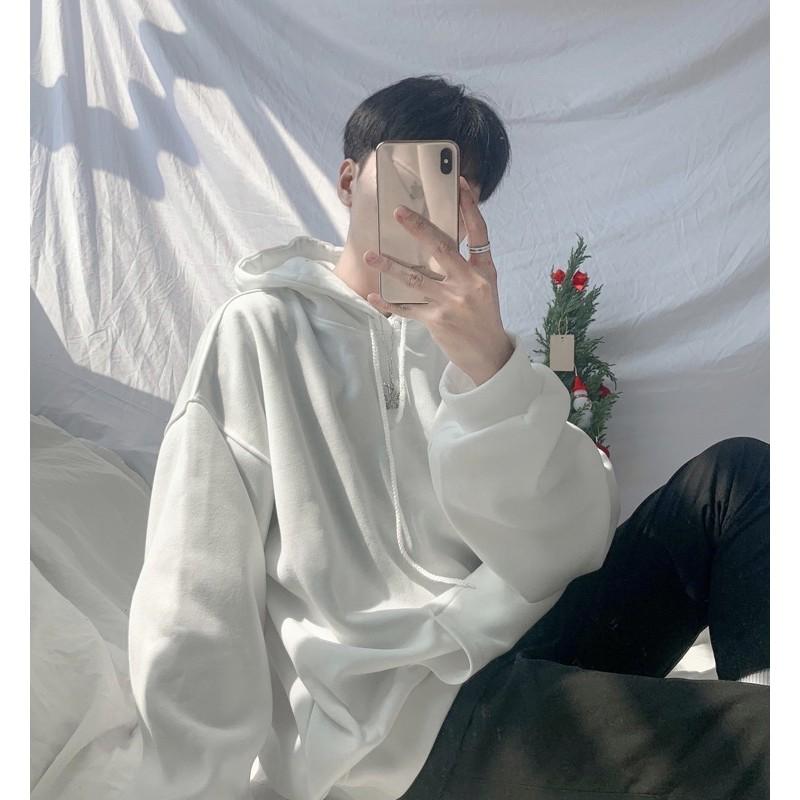 Hoodie trơn basic unisex, Áo mũ Hoodie Unisex nỉ bông trơn basic cặp đôi nam nữ Oversize Ulzzang Hàn Quốc thu đông form rộng 5 MÀU, Áo khoác Hoodie chui đầu nam nữ màu trơn form basic giá rẻ, áo khoác nam có mũ chùm đầu