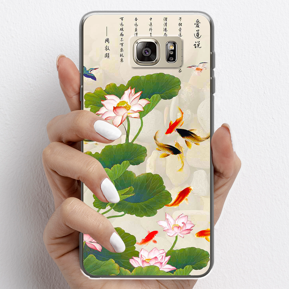 Ốp lưng cho Samsung Galaxy Note 5 nhựa TPU mẫu Hoa sen cá
