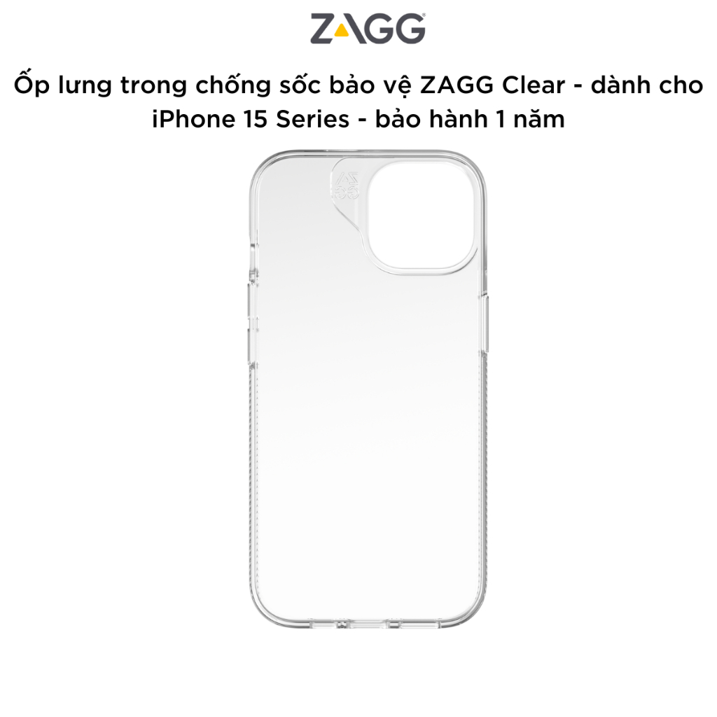 Ốp lưng trong chống sốc bảo vệ ZAGG ESNTL Clear / Clear Snap cho iPhone 15 Series - chống sốc 1.5M - bảo hành 1 năm- Hàng chính hãng