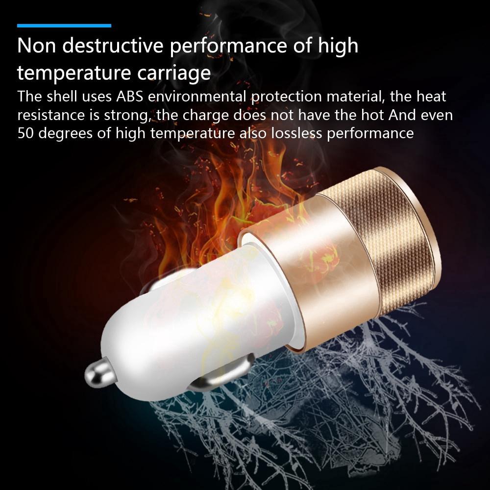 Cục sạc nhanh 2 cổng USB 2.1A làm bằng hợp kim nhôm dành cho xe hơi