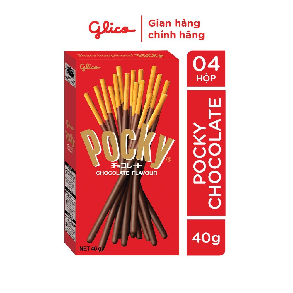 Combo 4 hộp bánh que Glico Pocky Socola 40G thích hợp làm đồ ăn vặt