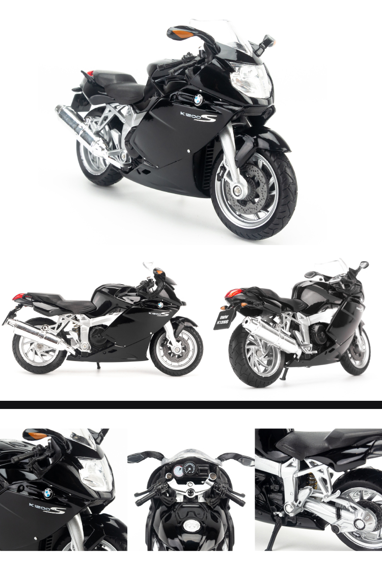 Mô hình xe mô tô BMW K1200S 1:18 Welly Black- 12829PW