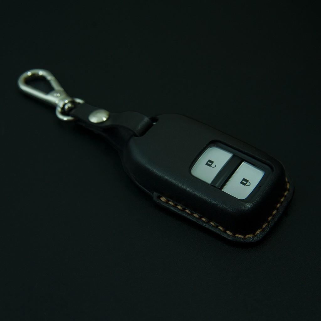 BAO DA CHÌA KHÓA MÀU ĐEN CHO SMARTKEY XE CRV - Bao chìa khóa handmade thủ công