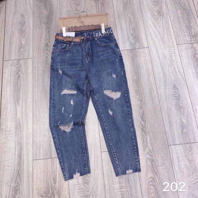 Quần baggy jean phối nịt kiểu, kèm hình thật chụp sàn