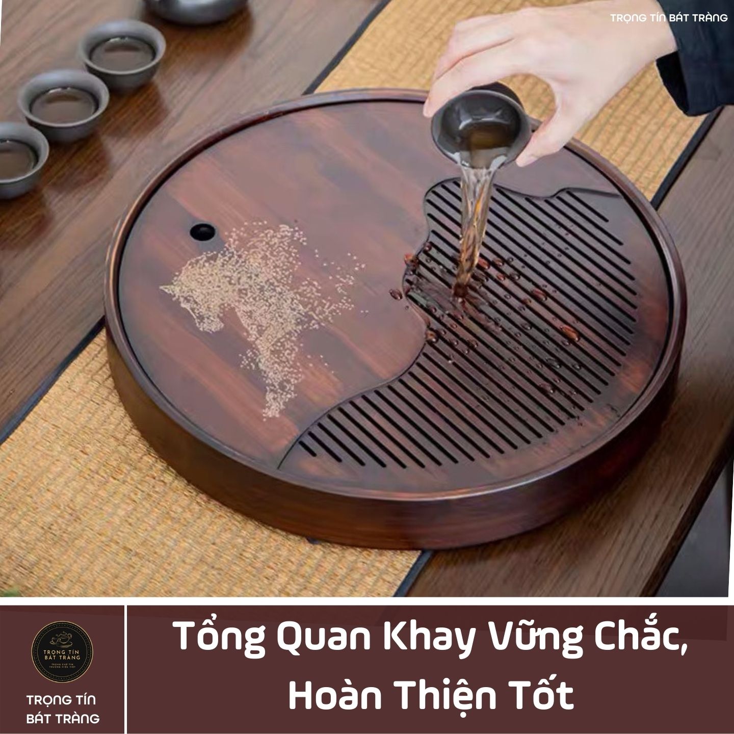 Khay Trà Tre Cao Cấp Hình Tròn 3 Kích Thước KT 63