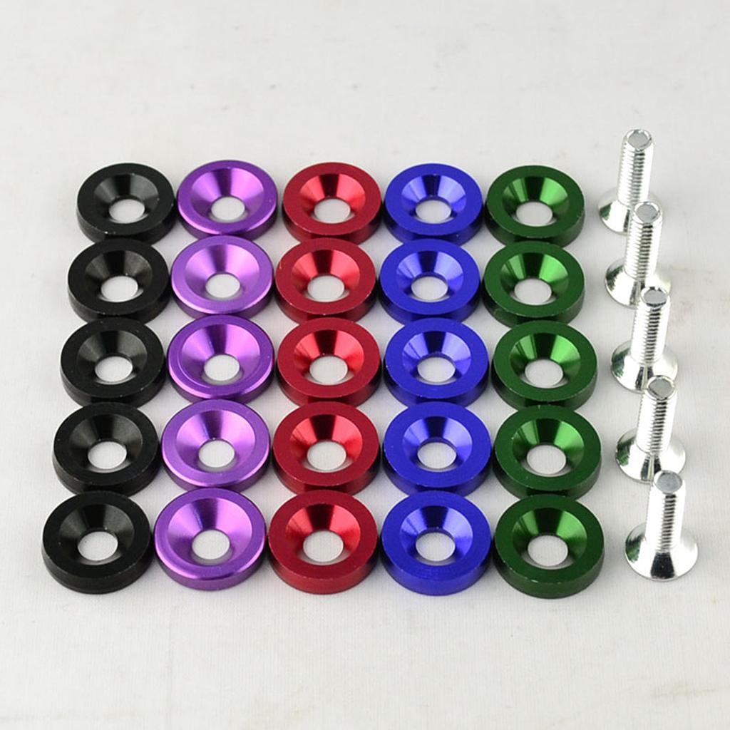 1 Set Aluminum Alloy M6 x 20mm Car Mounting Washer Bolt Engine Screw Black