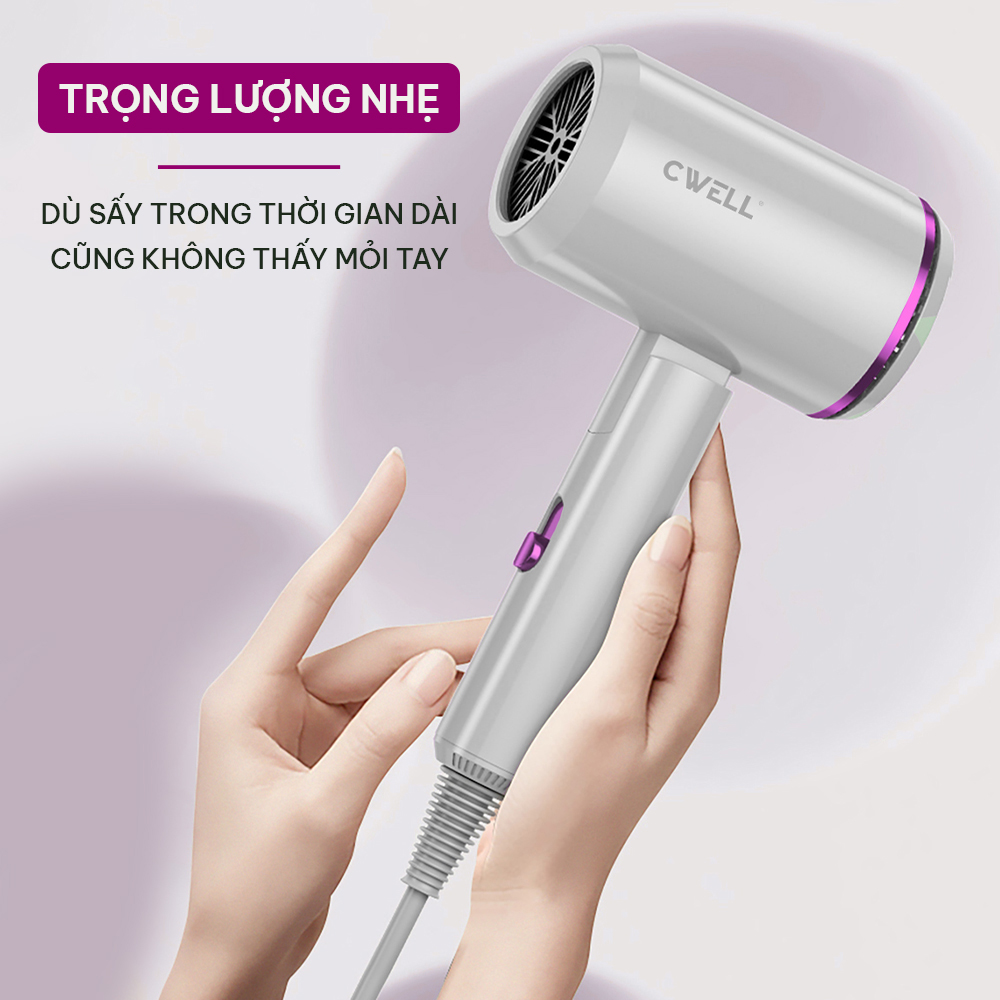 Máy sấy tóc mini gập gọn CWell C05HD, máy sấy tóc công suất lớn 1800W, kiểu dáng mới