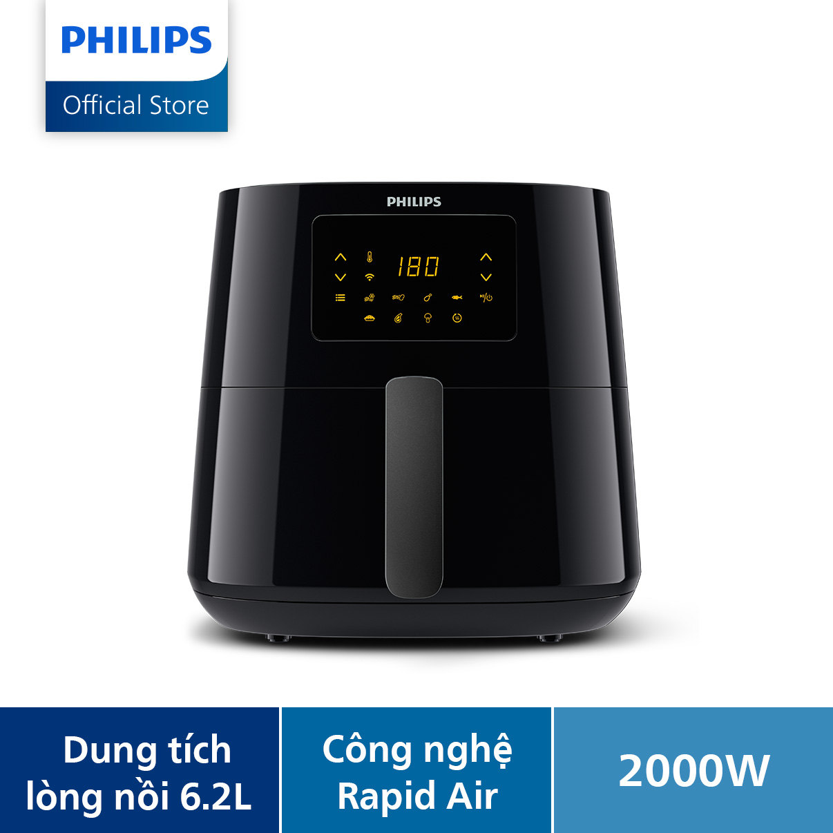 Nồi Chiên Không Dầu Philips HD9280 /90 Essential size XL Digital Connected - Hàng Chính Hãng