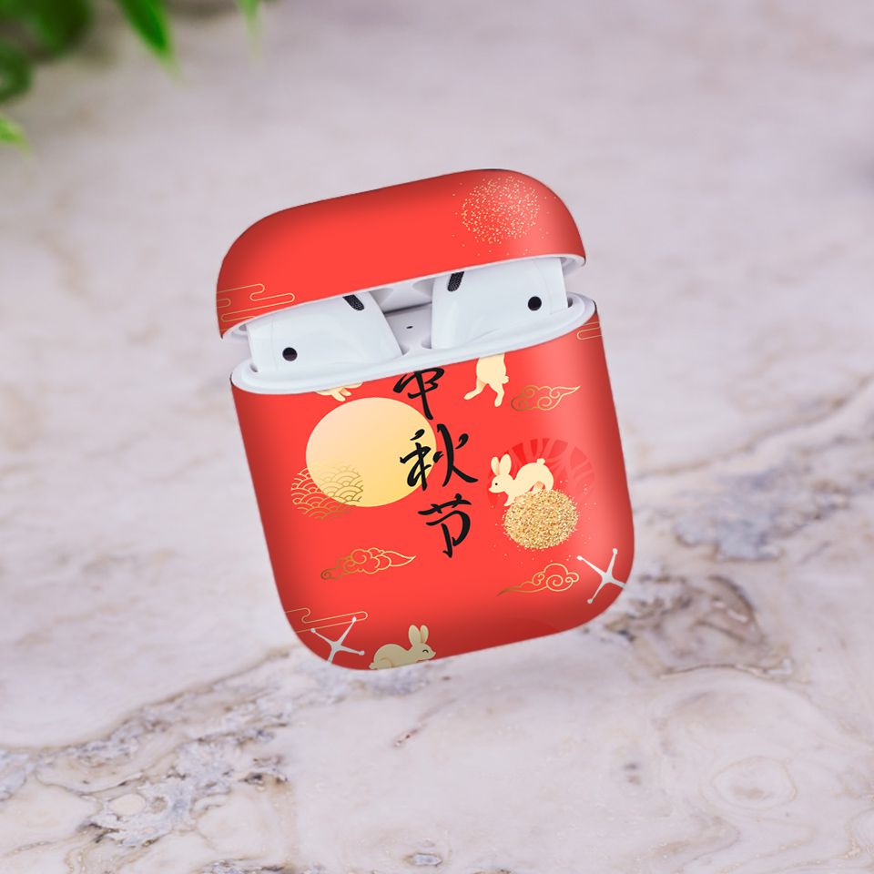 Miếng dán skin chống bẩn cho tai nghe AirPods in hình thiết kế - atk318 (bản không dây 1 và 2)