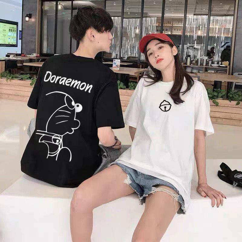 Áo thun Doremon Unisex đen trắng Doraemon Cotton CVC kháng khuẩn khử mùi bản oversize tay lỡ