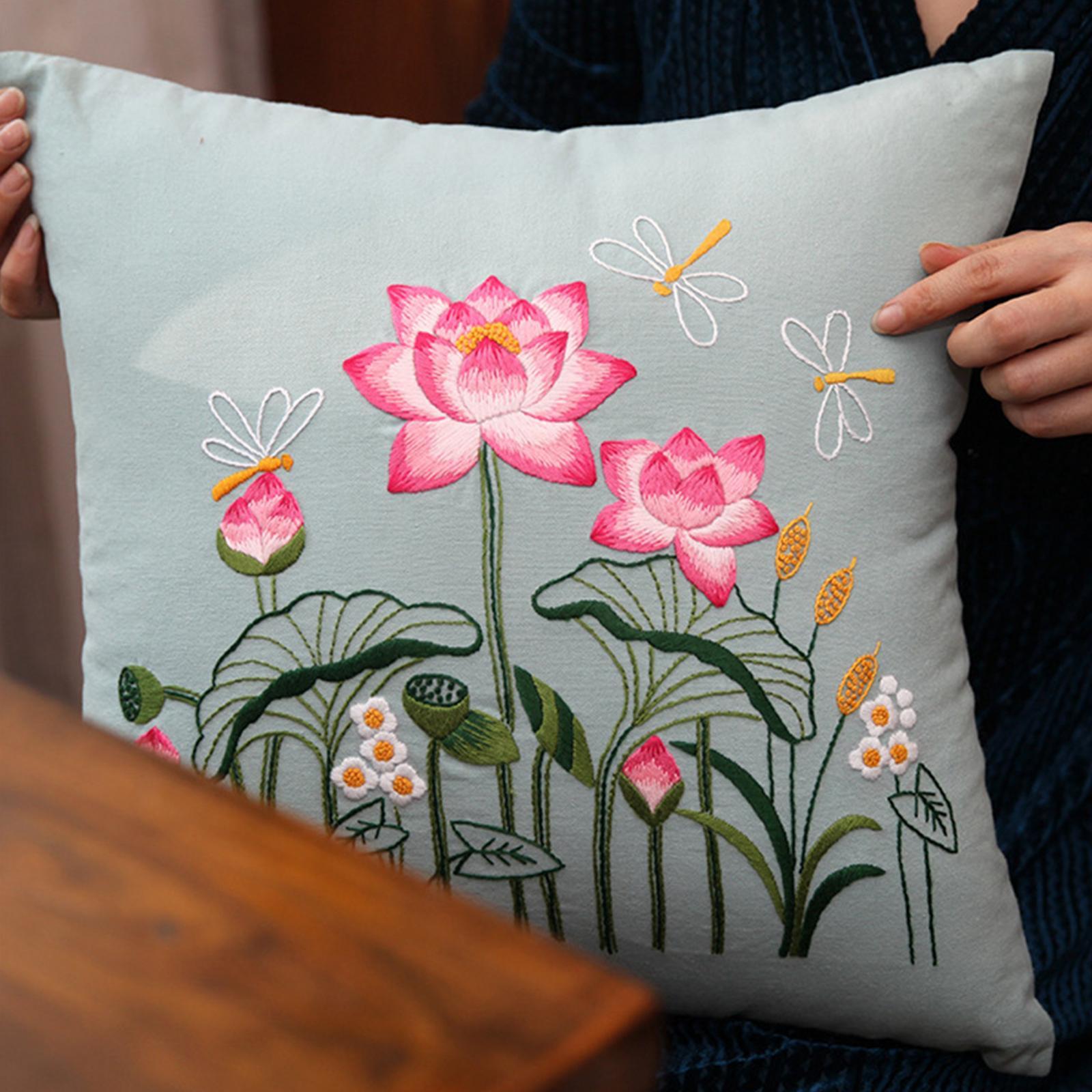 Pillow cover crafts women adult embroidery kit Style A