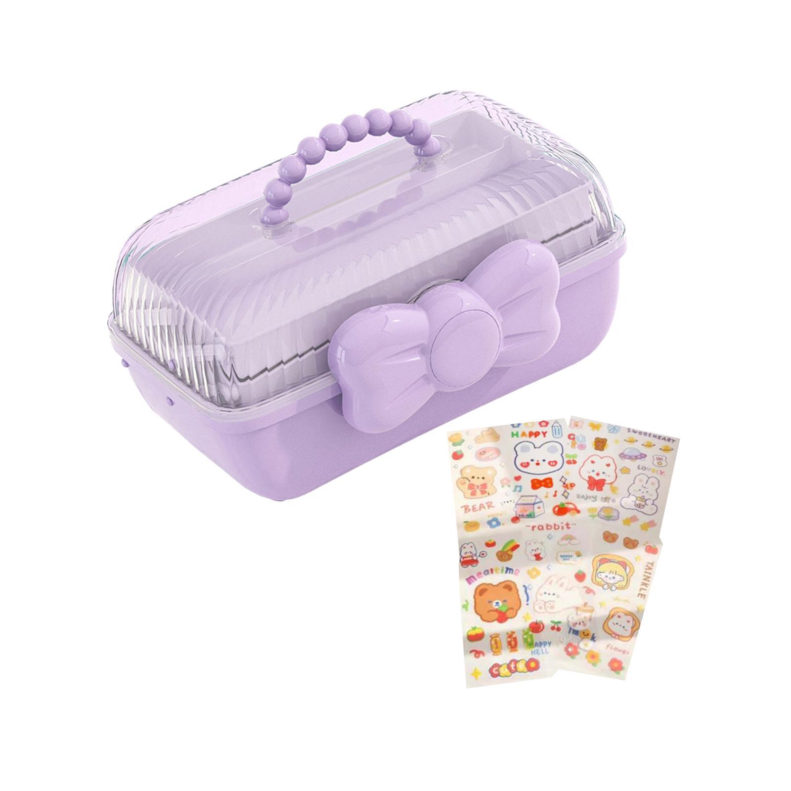 3 Layer Multipurpose Storage Box Hair Accessories Organizer for Girls, Portable Hair Bow Holder ,Cosmetics Supplies Storage Box for Hair Clips