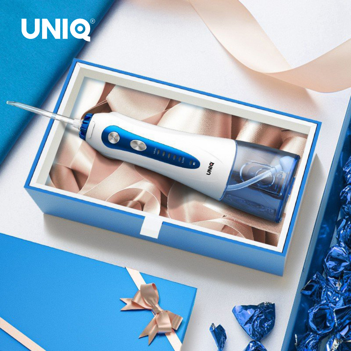 Tăm Nước Cầm Tay UNIQ Smile S1 Nhật Bản Cao Cấp Máy Vệ Sinh Răng Miệng Mini Tốt May Tam Nuoc Waterpik Gia Đình Không Dây Xịt Xỉa Rửa Làm Sạch Kẽ Răng Niềng Dụng Cụ Cạo Lưỡi Nhập Khẩu Bảo Hành Chính Hãng 12 Tháng