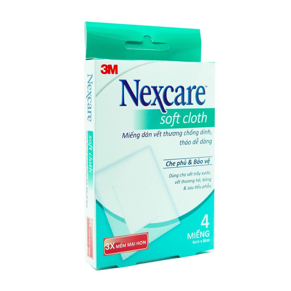 Băng dán bảo vệ vết thương vải mềm Nexcare 3M 6X8cm hộp 4 miếng - Siêu dính, chống thấm nước B300