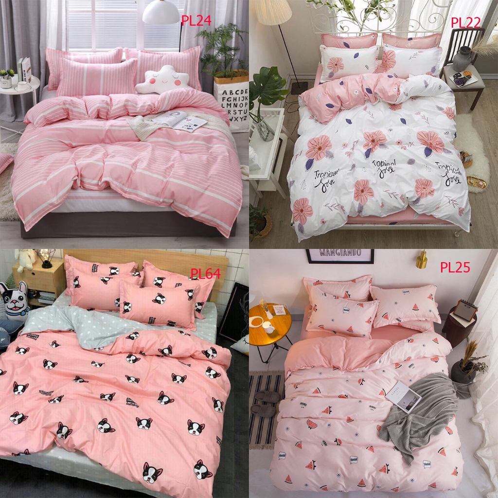 Set Vỏ Chăn Ga Gối Cotton Poly Nhập Khẩu gồm ( 1 ga + 2 vỏ gối đầu+ 1 vỏ chăn ). Shop gửi màu ngẫu nhiên