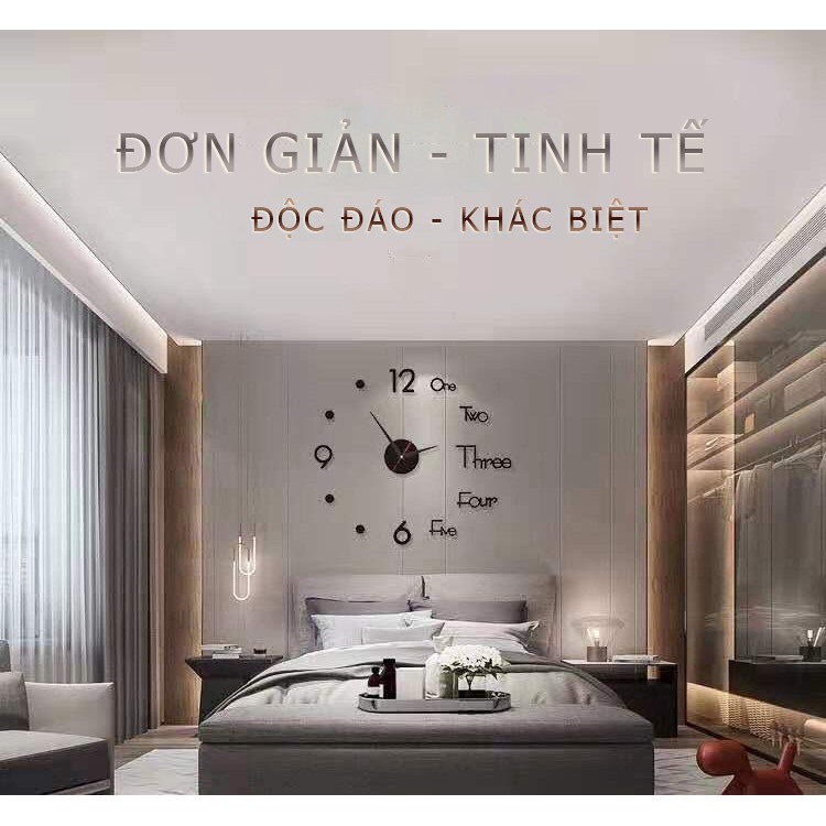 Đồng Hồ Dán Tường 3D Trang Trí Decor Dễ Lắp Đặt - Phong Cách Châu Âu Độc Đáo - Hàng Loại 1