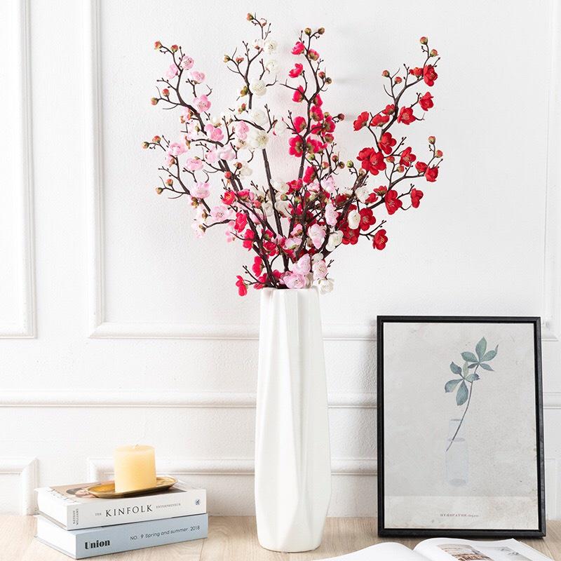 Hoa Giả, Cành Hoa Đào Tết Tuyệt Đẹp Dài 94cm Trang Trí Nhà Cửa, Decor Nội Thất HD-003