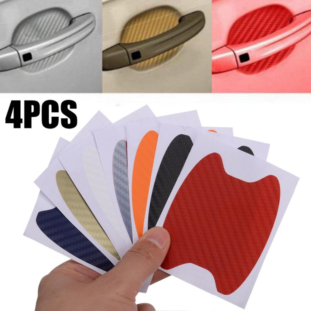4 Pcs Carbon Fiber Anti Scratch Car Door Handle Protective Film