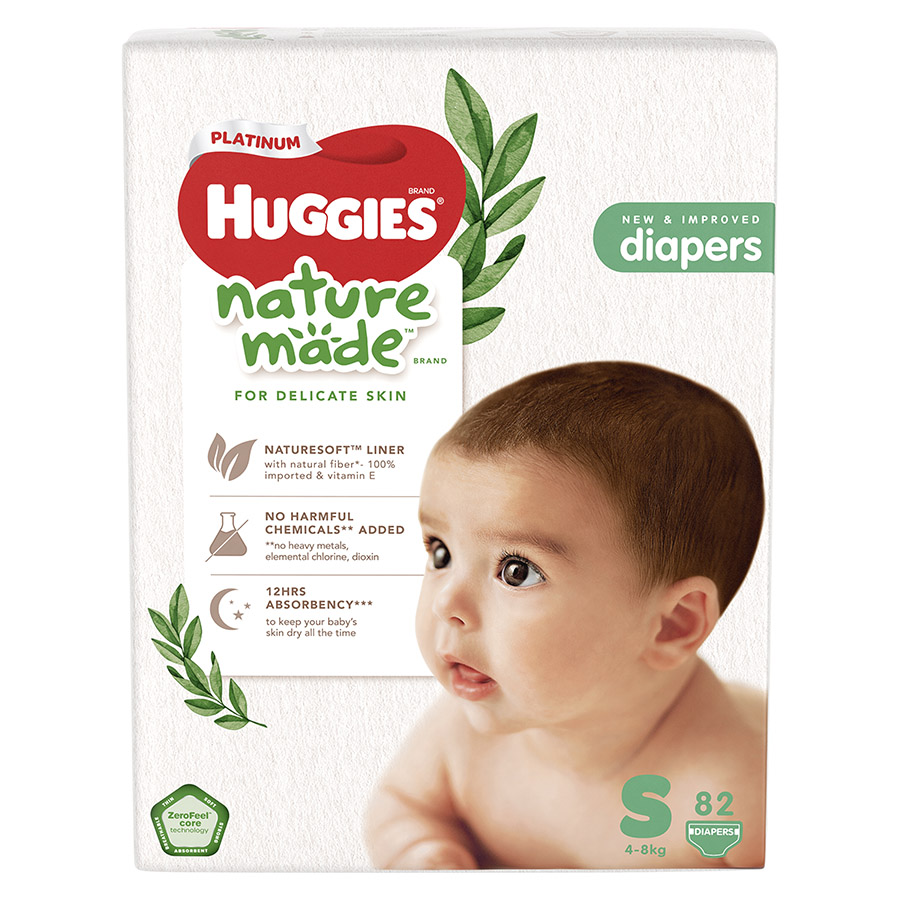 Tã Dán Siêu Cao Cấp Huggies Platinum Naturemade S82 (82 Miếng)