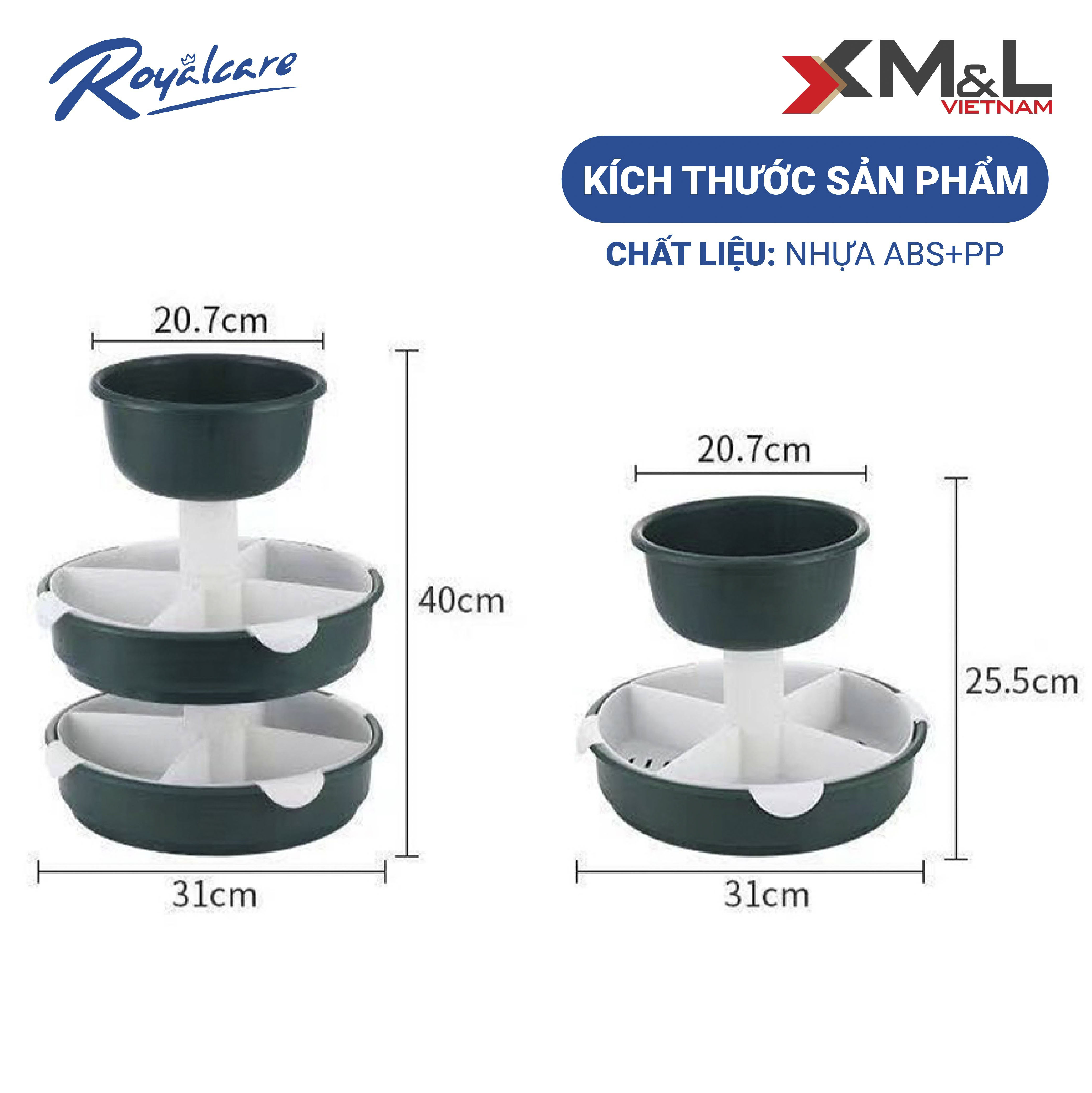 Khay đựng thức ăn, hoa quả , rau ăn lẩu đa năng M&amp;L RoyalCare xoay 360 độ nhiều ngăn phân loại thực phẩm