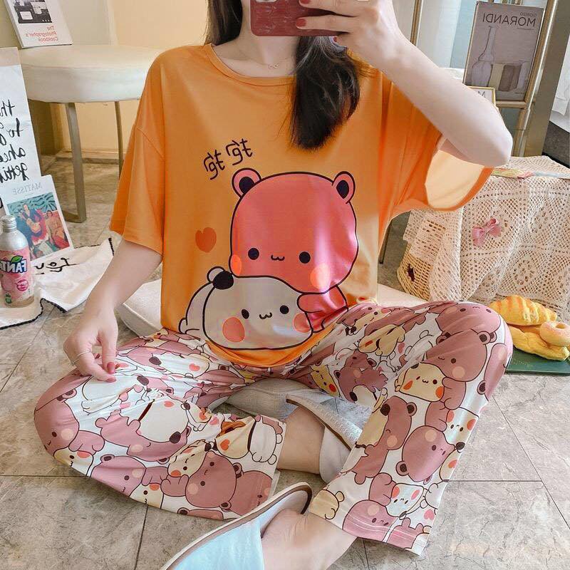 Đồ Bộ Pyjama Dài Tay, Đồ Ngủ Mặc Nhà Pizama Nữ Siêu Dễ Thương in hình họa tiết dễ thương,phù hợp mang mùa thu đông