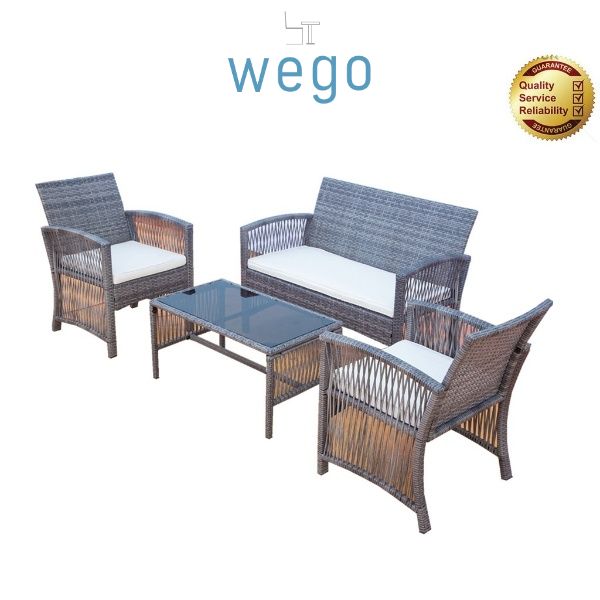 WEGO Bộ bàn ghế sân vườn/ Ban Công/ Hồ bơi -  3 GHẾ NGỒI // Outdoor Furniture Rattan Chair Set Rattan Sofa 3 Seater Garden Table and Chair