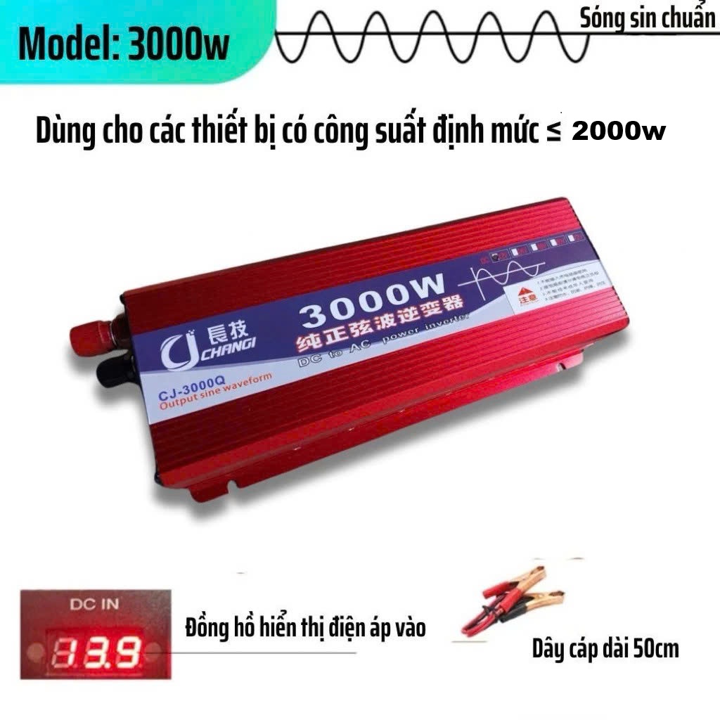 Bộ Kích Điện Inverter Sóng Sin 12V-220V 3000W – Hàng Loại Xịn Cao Cấp , Siêu Bền, đèn trang trí