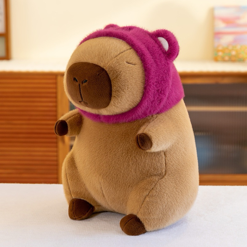 Thú nhồi bông capybara cosplay gấu dâu đáng yêu - Size từ 45cm đến 80cm - Quà tặng gấu bông chuột lang đội nón lotso êm mịn