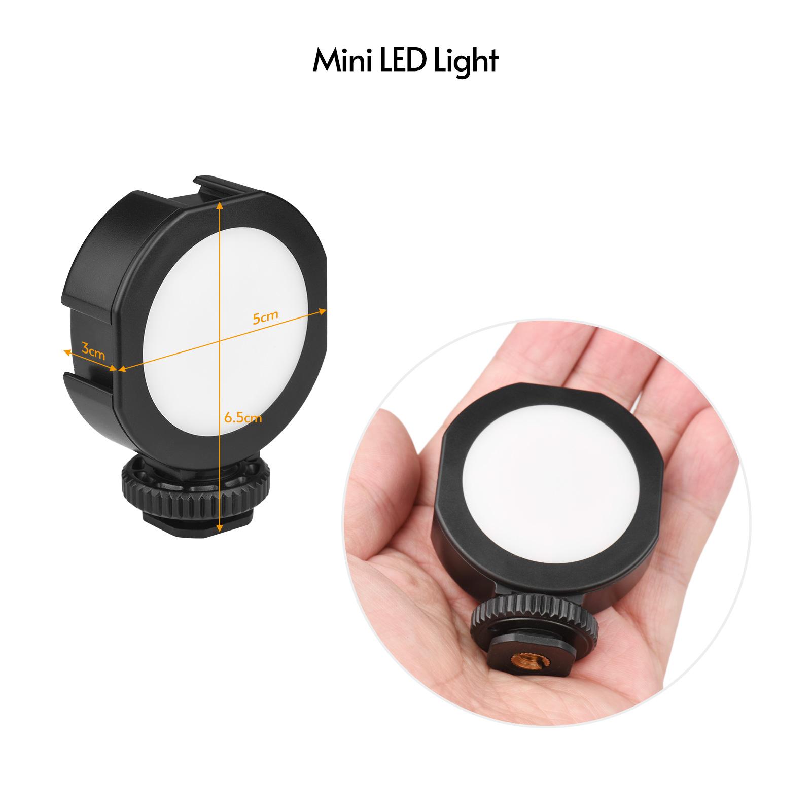 Đèn LED video mini 2W 3200K-6500K với ba đế gắn giày lạnh Giao diện 1/4 inch Tích hợp pin 500mAh cho video