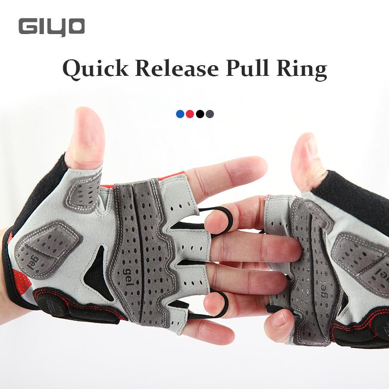 Giyo Half Fing Try Cycling Găng tay Gel dày Vải không chống trượt mùa hè Mitch Bike Bike Găng tay không có chống trượt Color: Red Size: XL
