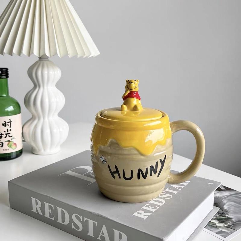 Cốc Ly Uống Nước Có Nắp Đậy In Hình Gấu Pooh