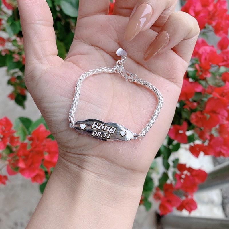 Lắc Tay Khắc Tên Bạc Ta 100% Cho Bé , Đủ size khắc tên theo yêu cầu
