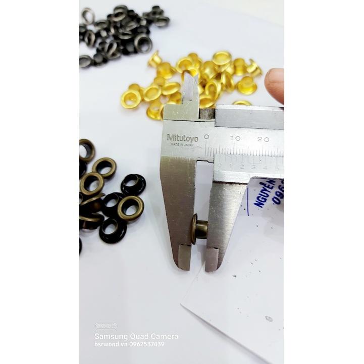 Khoen ore mắt cáo 6mm Bằng Thau không gỉ Màu bạc, vàng, đen, đồng Khuy mắt cáo bấm vải, quần áo, túi xách, đồ da