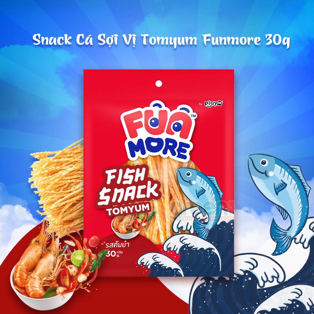 Đồ ăn vặt Thái Lan khô cá sợi vị Tomyum Funmore 30g