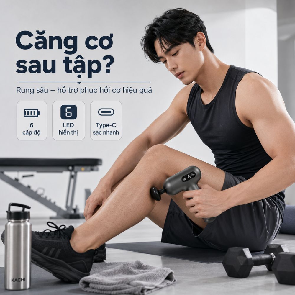 Súng Massage Cầm Tay Kachi MK454 – Giải Pháp Thư Giãn Cơ Chuyên Sâu & Thông Minh - hàng chính hãng